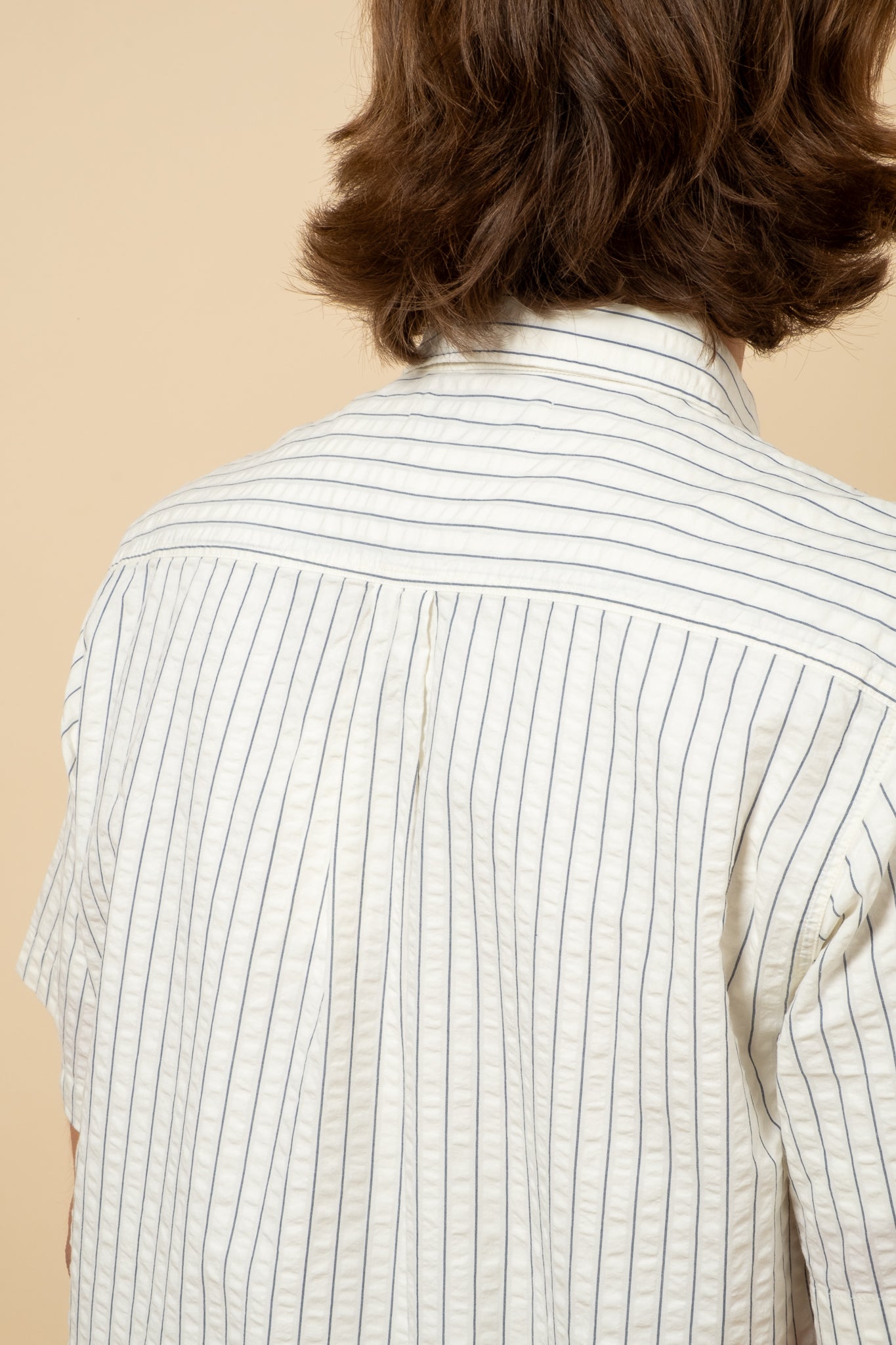 Aberlady Seersucker Shirt - White x Blue Stripe