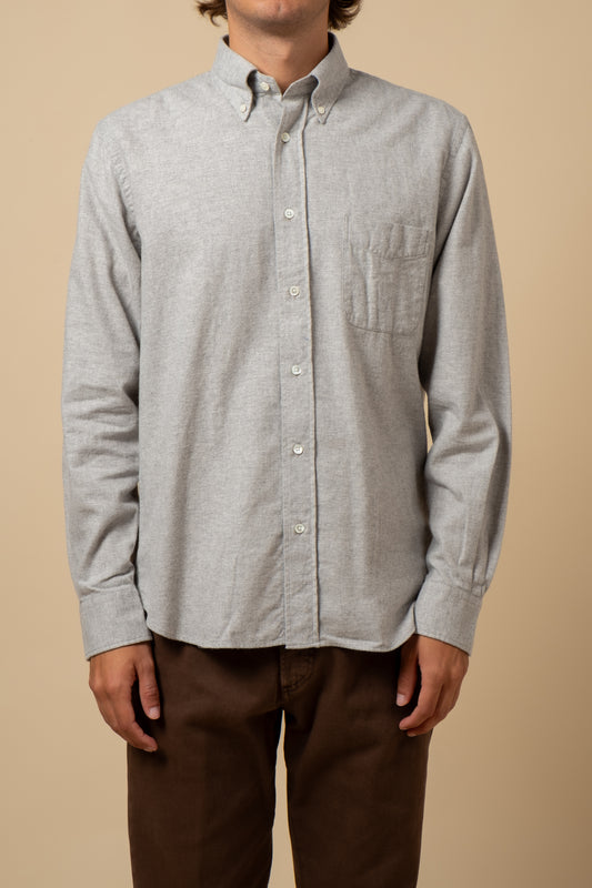 Button Down Brushed Oxford - Heather Grey