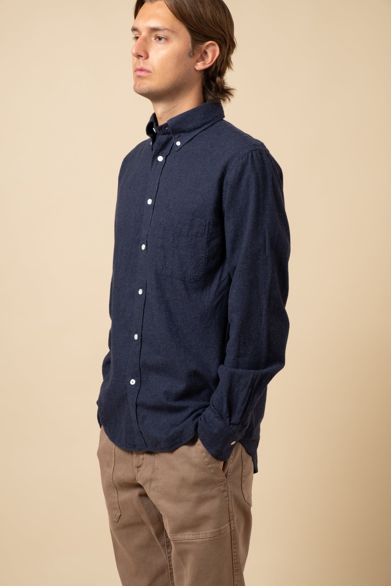 Button Down Brushed Oxford - Navy