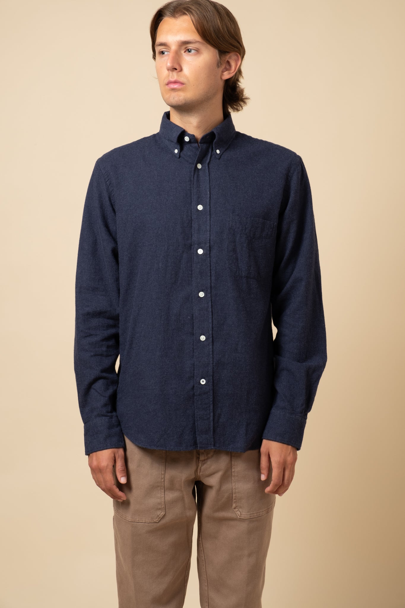 Button Down Brushed Oxford - Navy