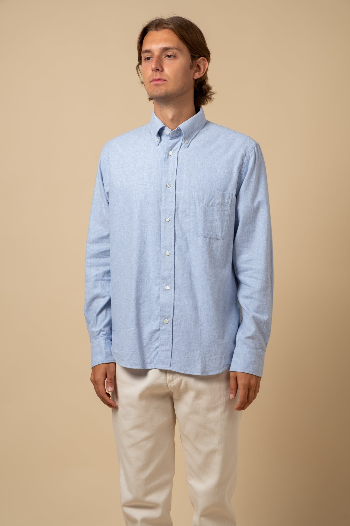 Button Down Brushed Oxford - Sky Blue