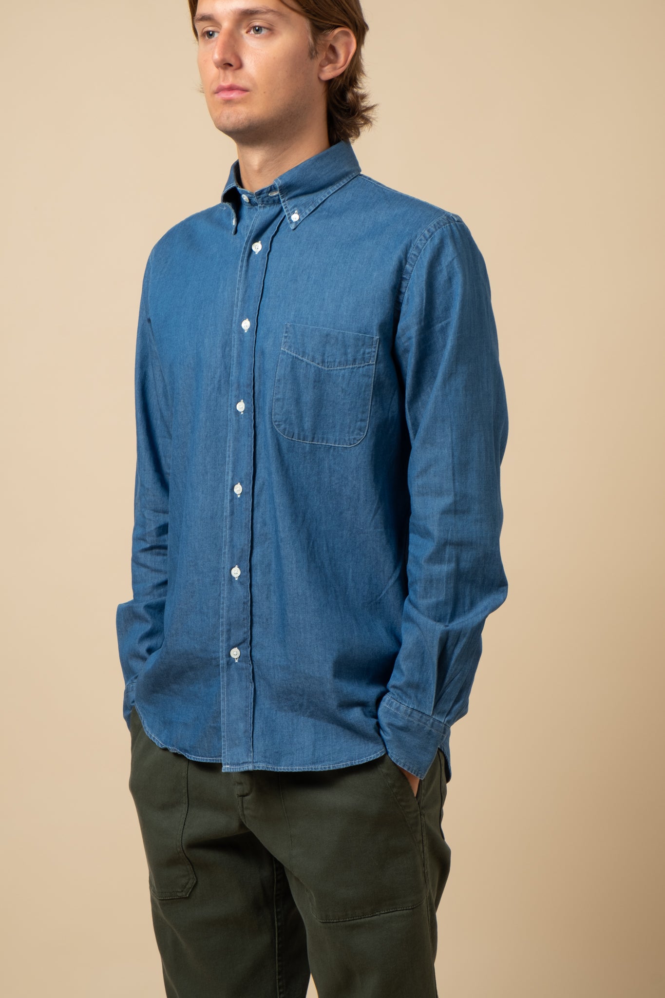 Button Down Denim Oxford - Light Indigo