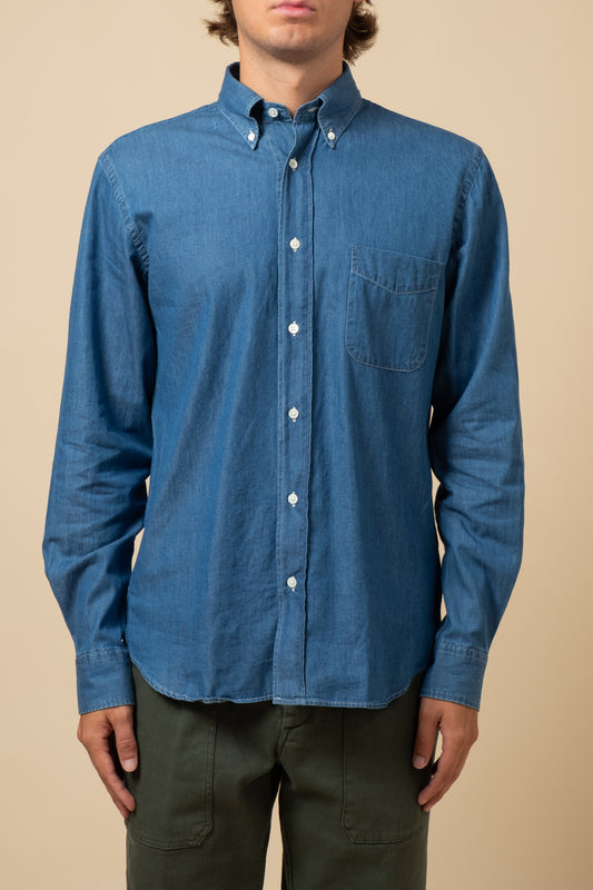 Button Down Denim Oxford - Light Indigo