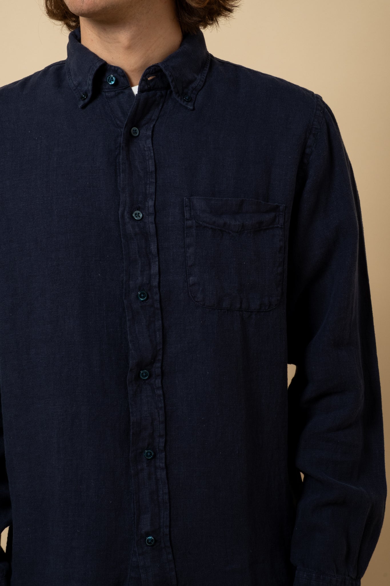 Button Down Pure Linen - Dark Blue