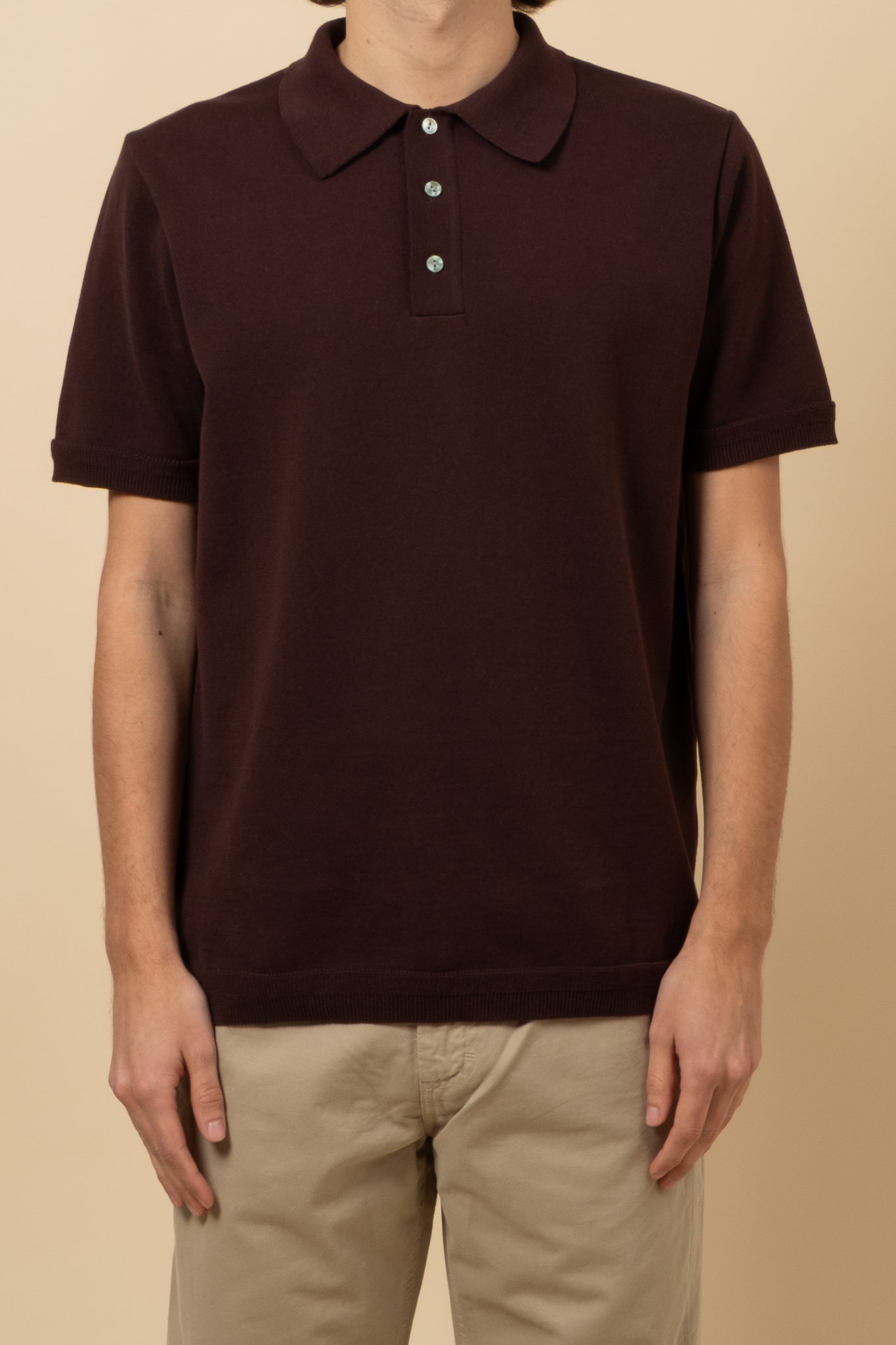 C/N Knit Polo - Brown