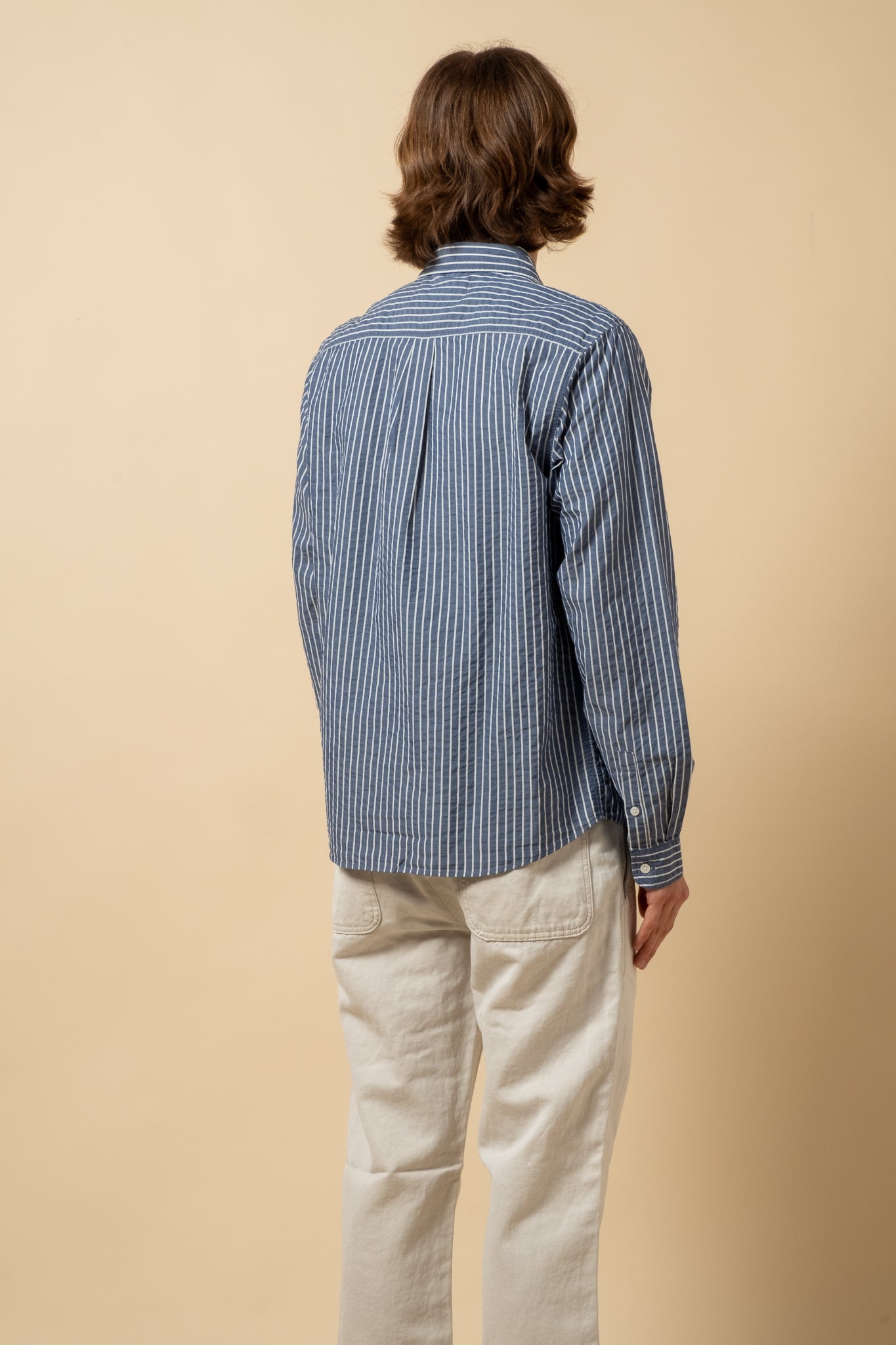 Dirleton Seersucker Shirt - Blue x White Stripe