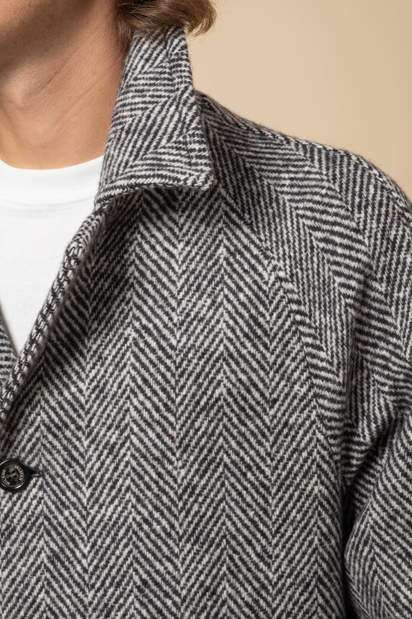 Herringbone Overcoat - Black & White