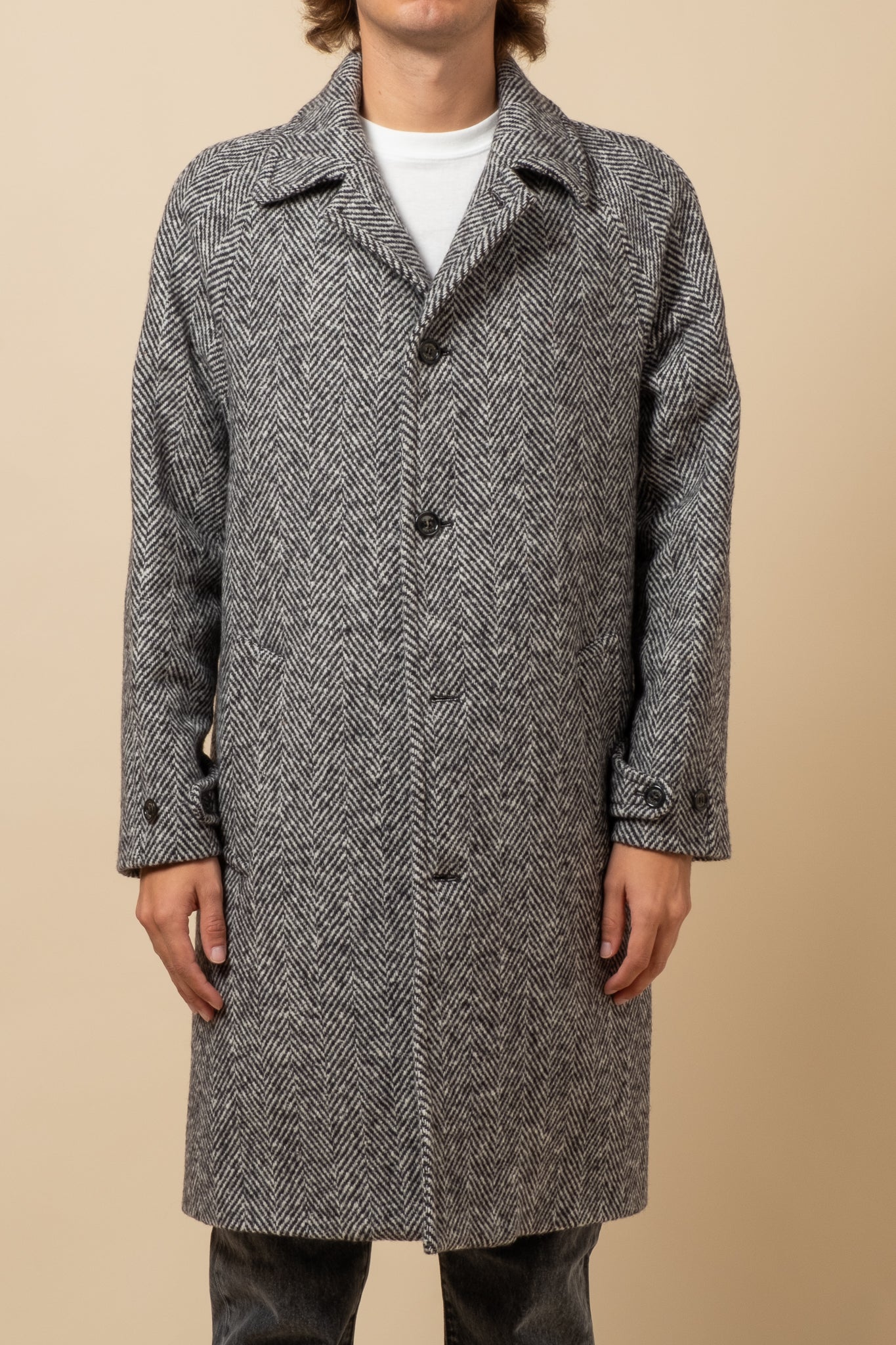 Herringbone Overcoat - Black & White