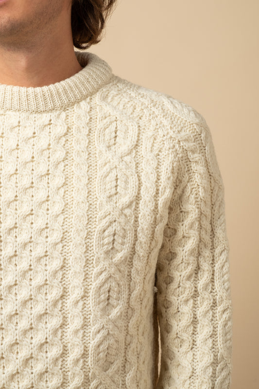 Hudson Aran Wool Jumper - Cream