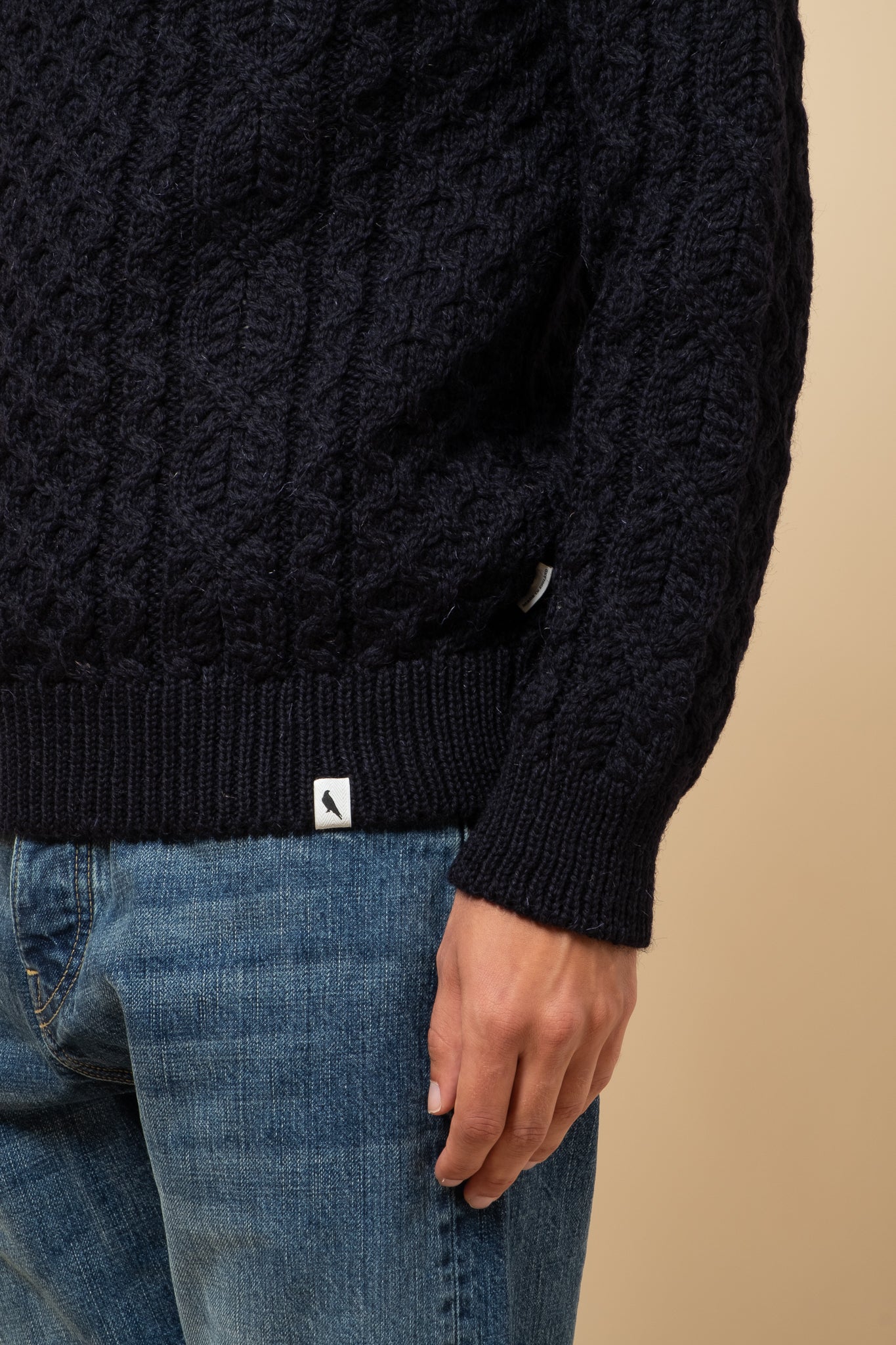 Hudson Aran Wool Jumper - Navy