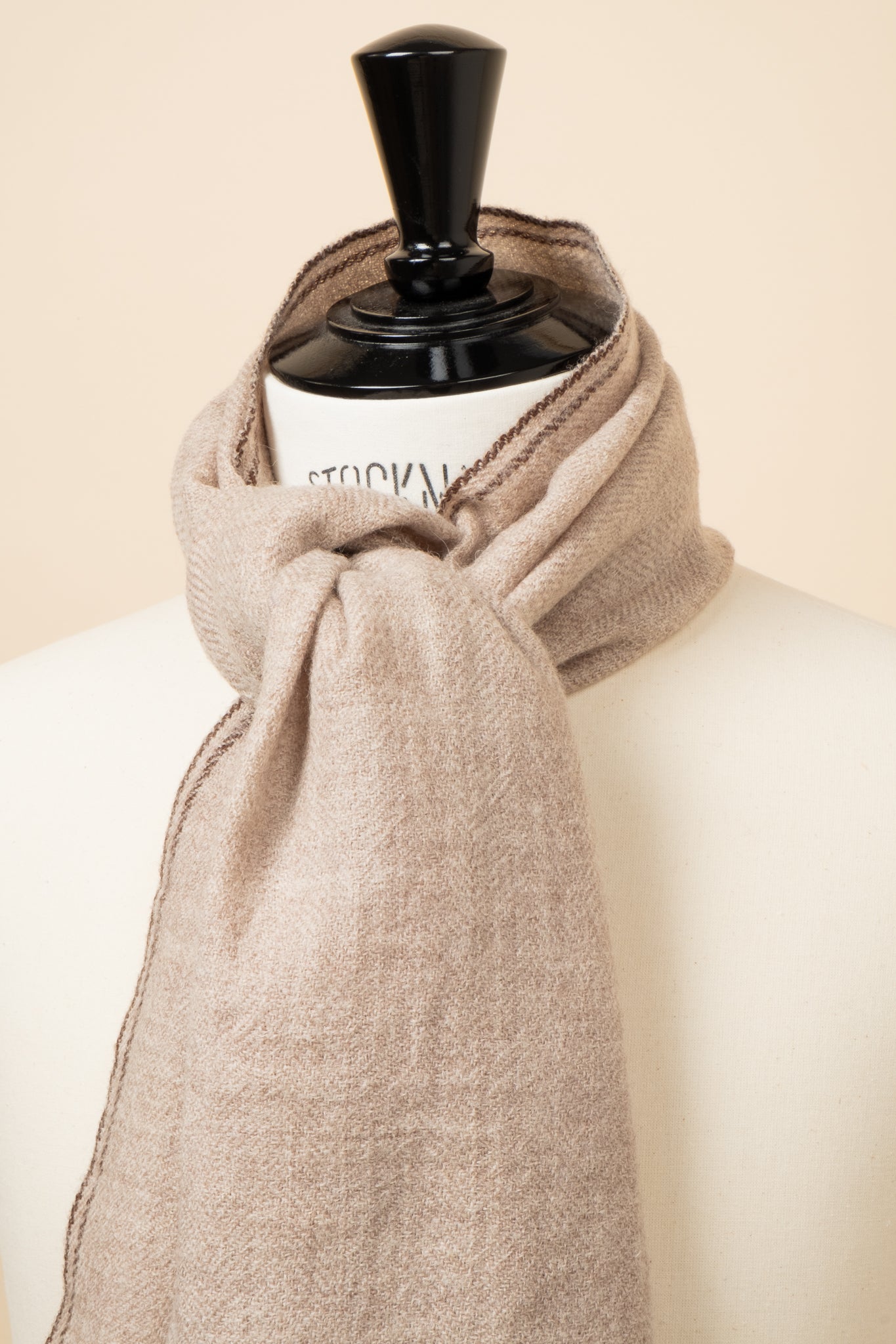 Lambswool Herringbone Scarf - Natural