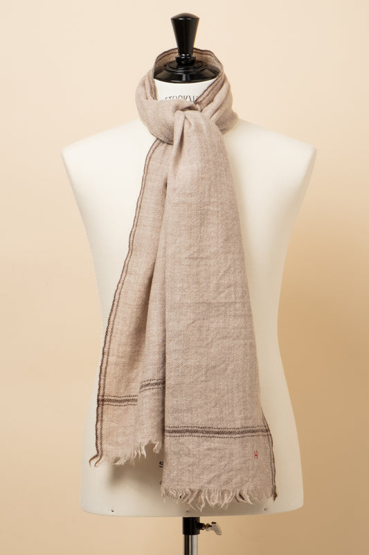 Lambswool Herringbone Scarf - Natural