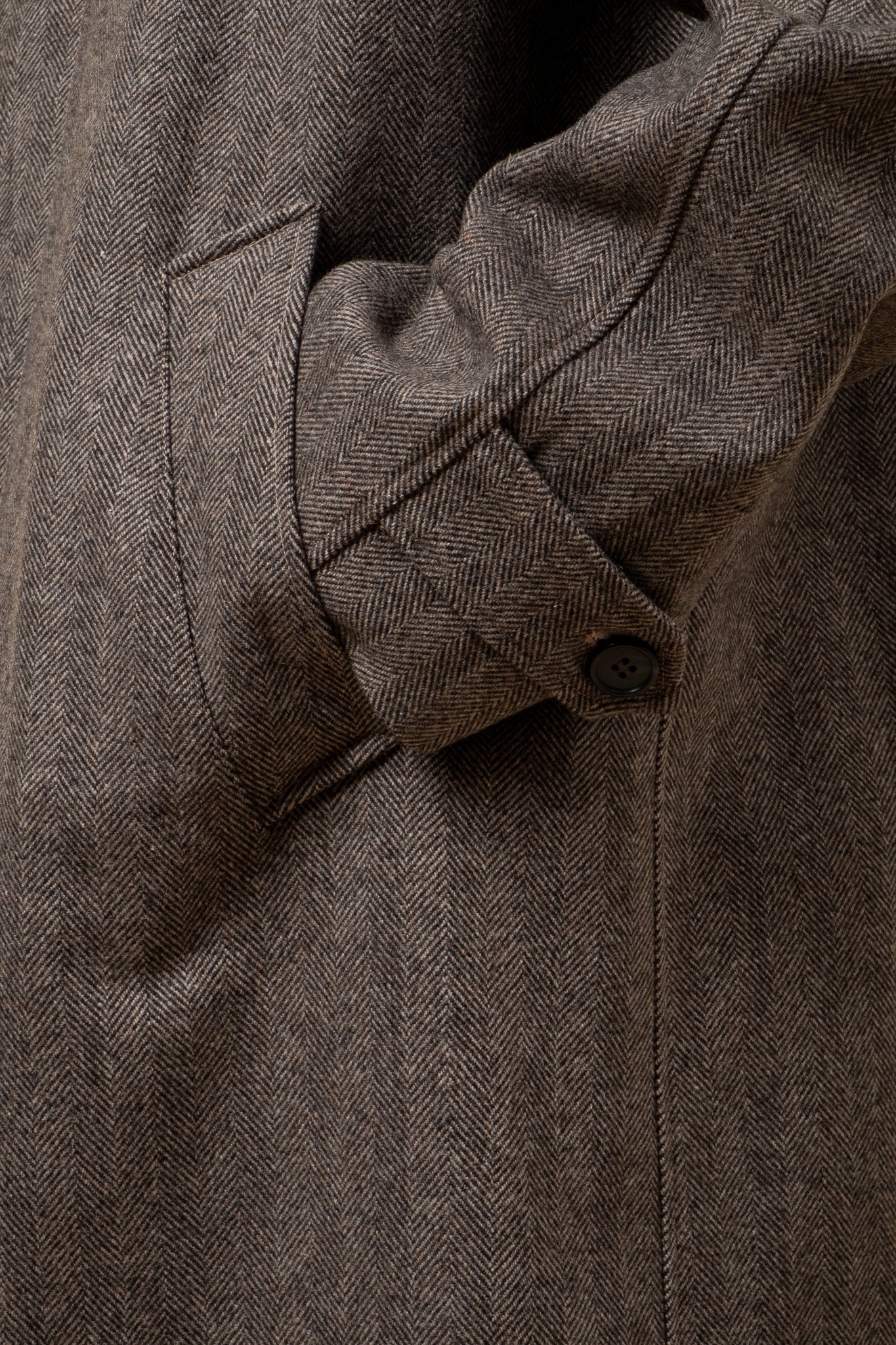 Lambswool Overcoat - Brown Herringbone