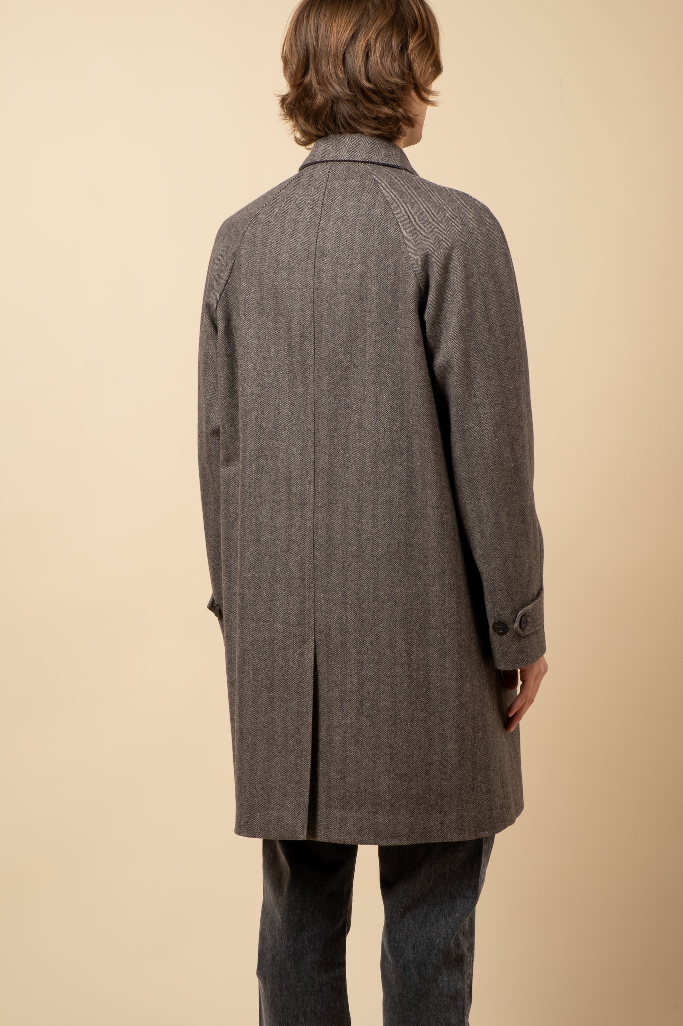 Lambswool Overcoat - Brown Herringbone