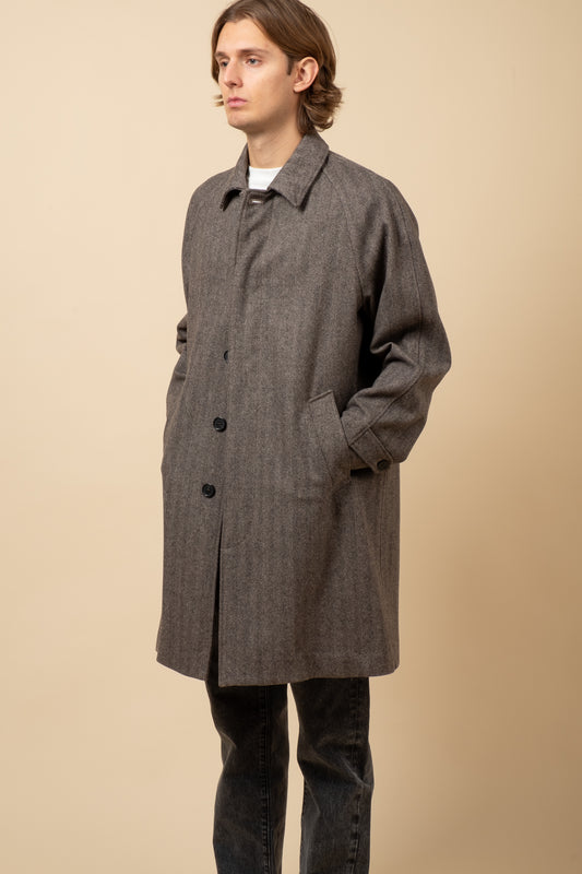 Lambswool Overcoat - Brown Herringbone