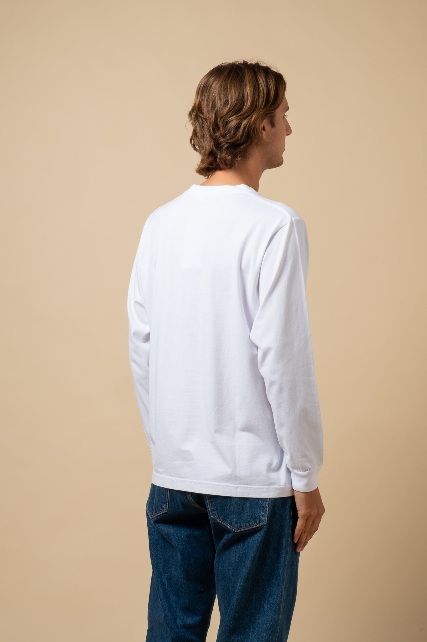 Long Sleeve Pocket Tee - White