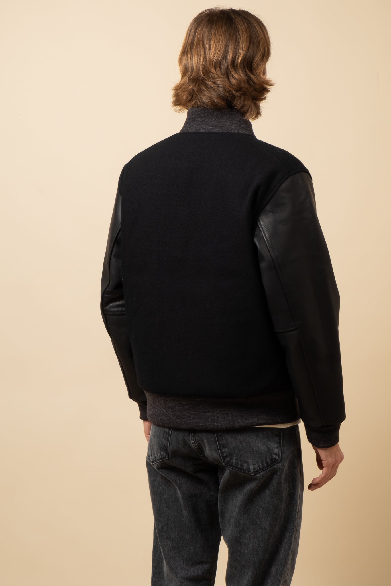 Melton Award Jacket - Black Leather