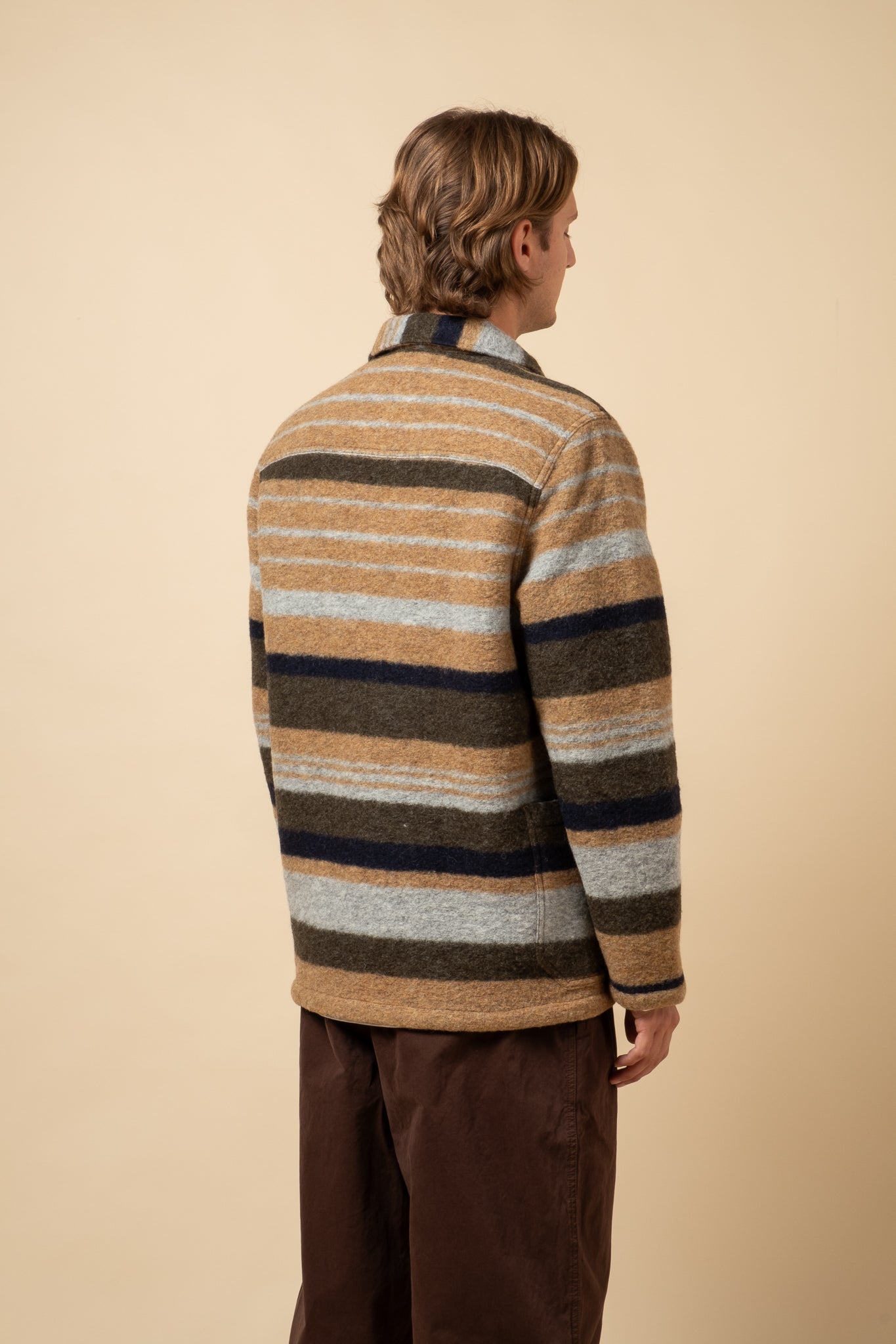 Ormiston Jacket Striped Wool - Olive x Navy