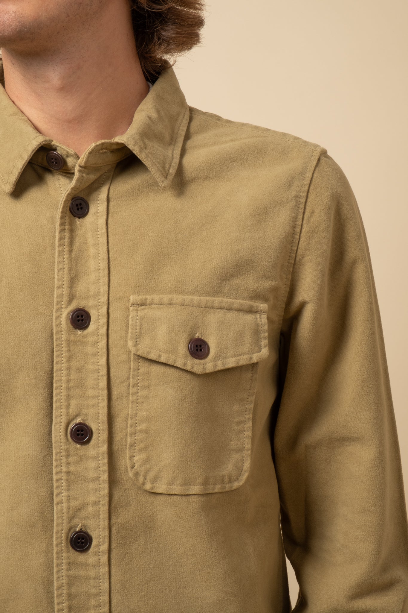 Overshirt Soft Moleskin - Khaki Beige