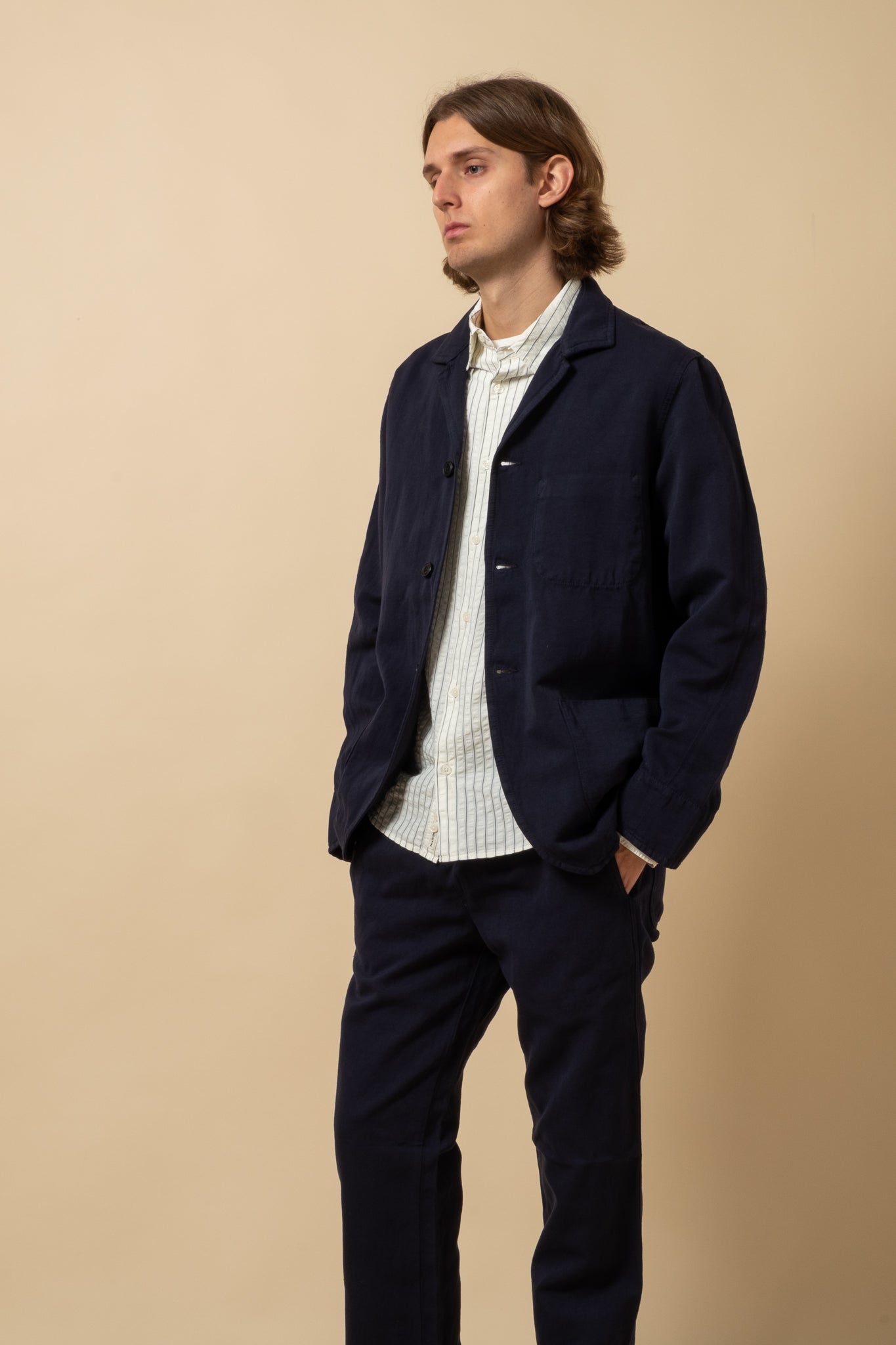 Painter Jacket Light Cotton Linen - Dark Navy