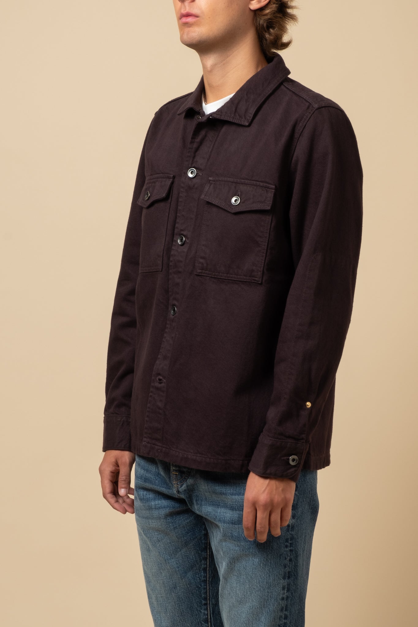 Trucker Shirt 13oz RG Cotton Ecru - Licorice