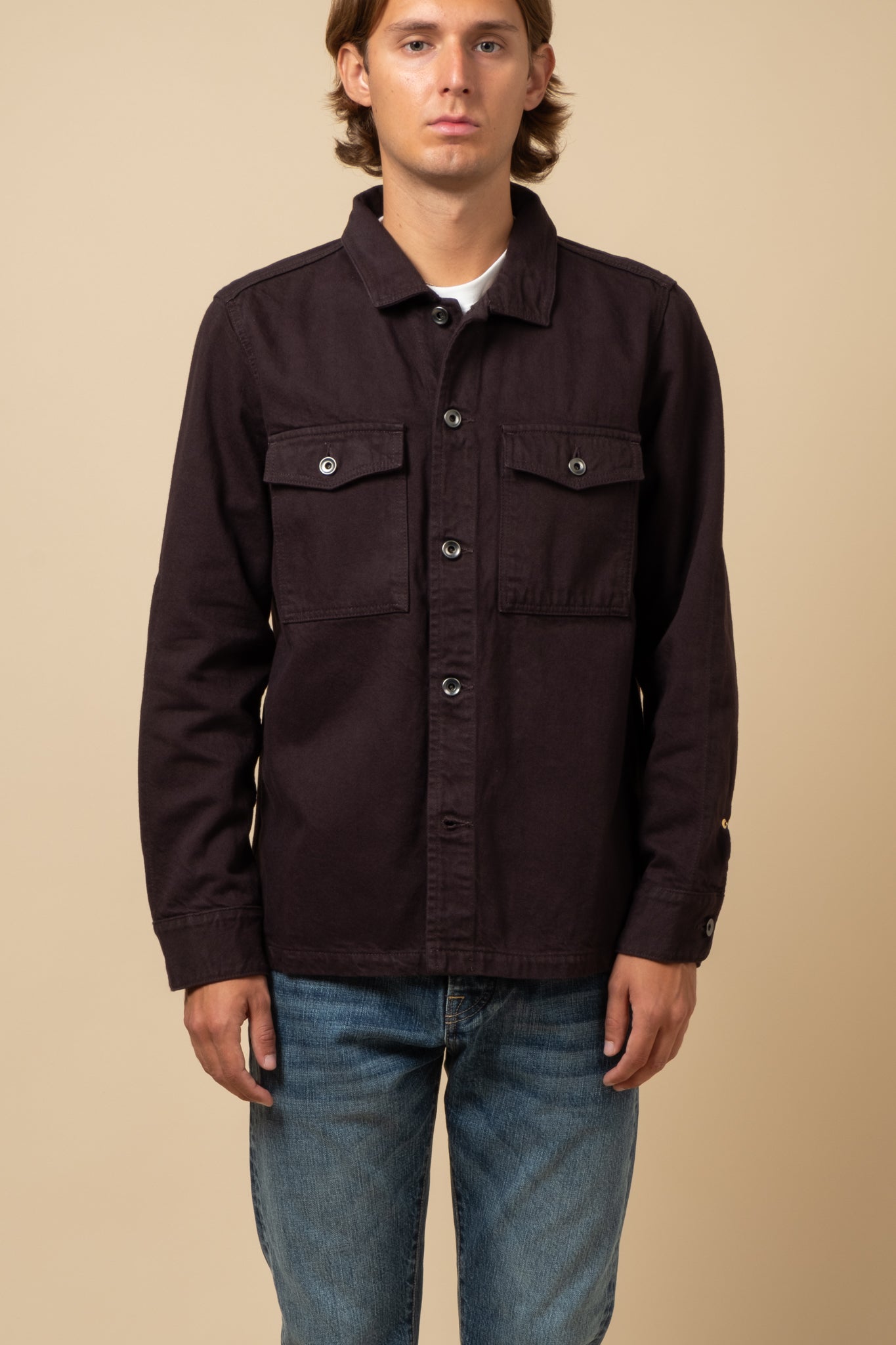 Trucker Shirt 13oz RG Cotton Ecru - Licorice