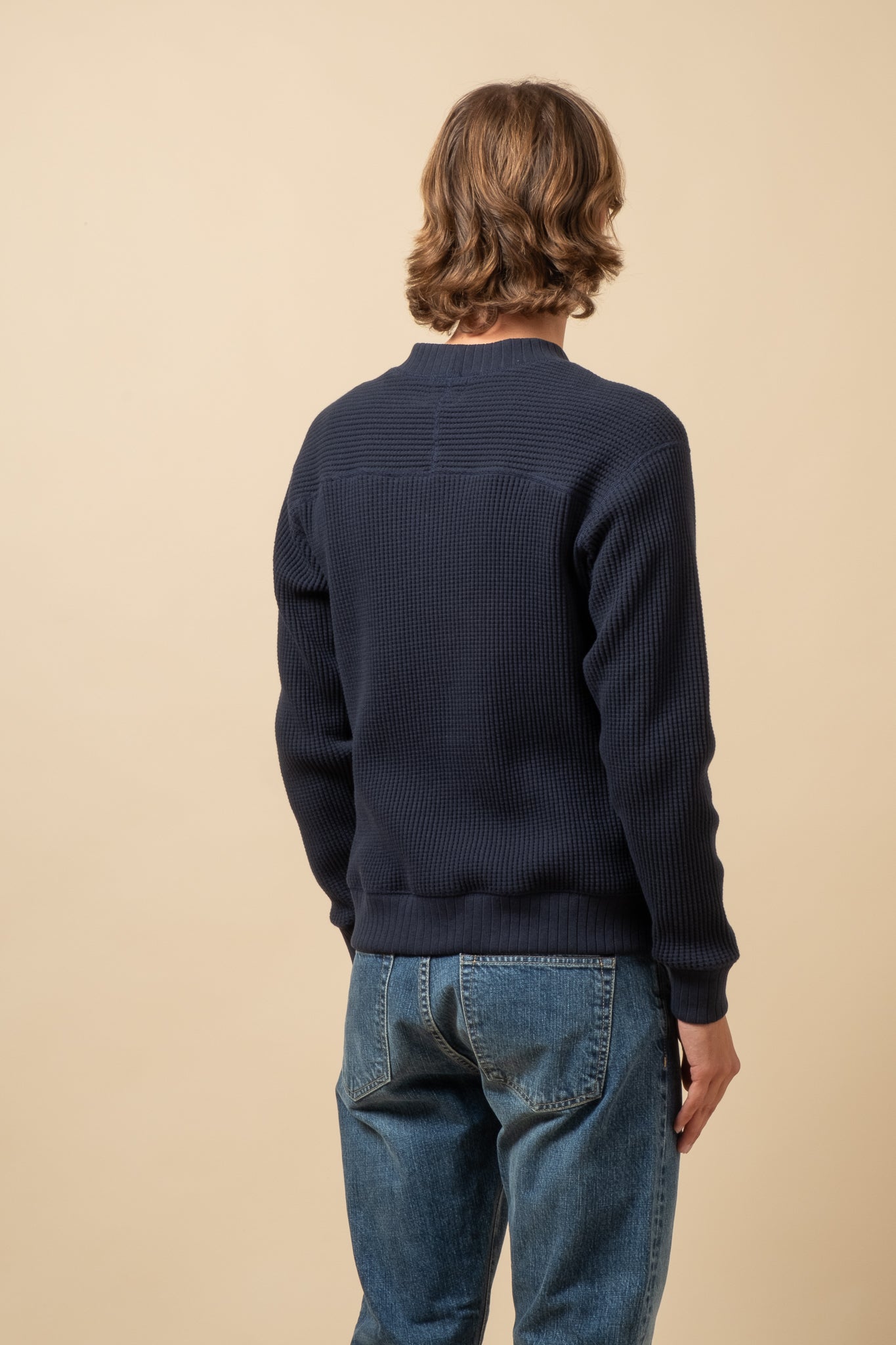 Jackman Waffle Midneck Sweater - Dark Navy