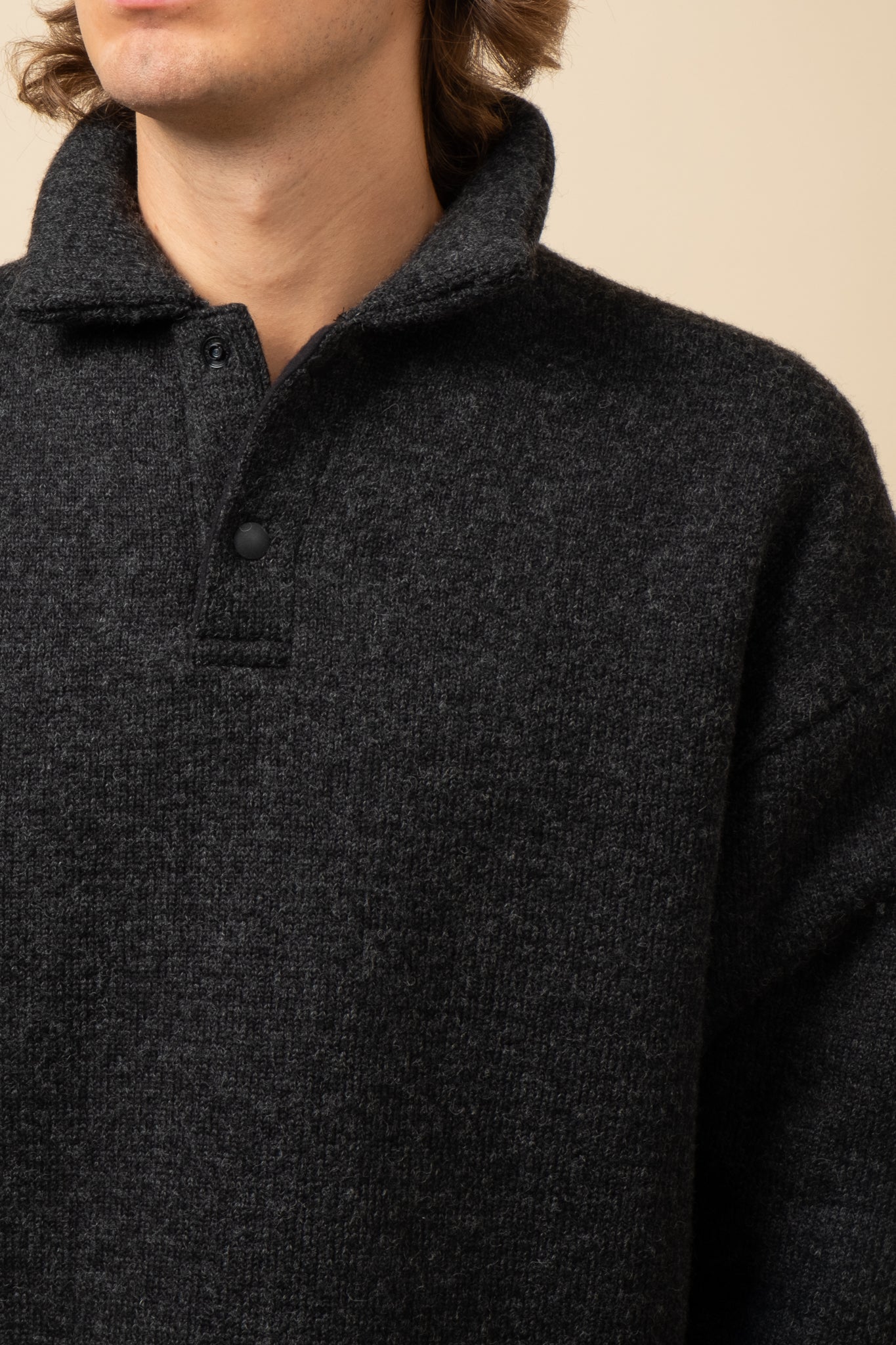 Wool HIMO Polo - Heather Black