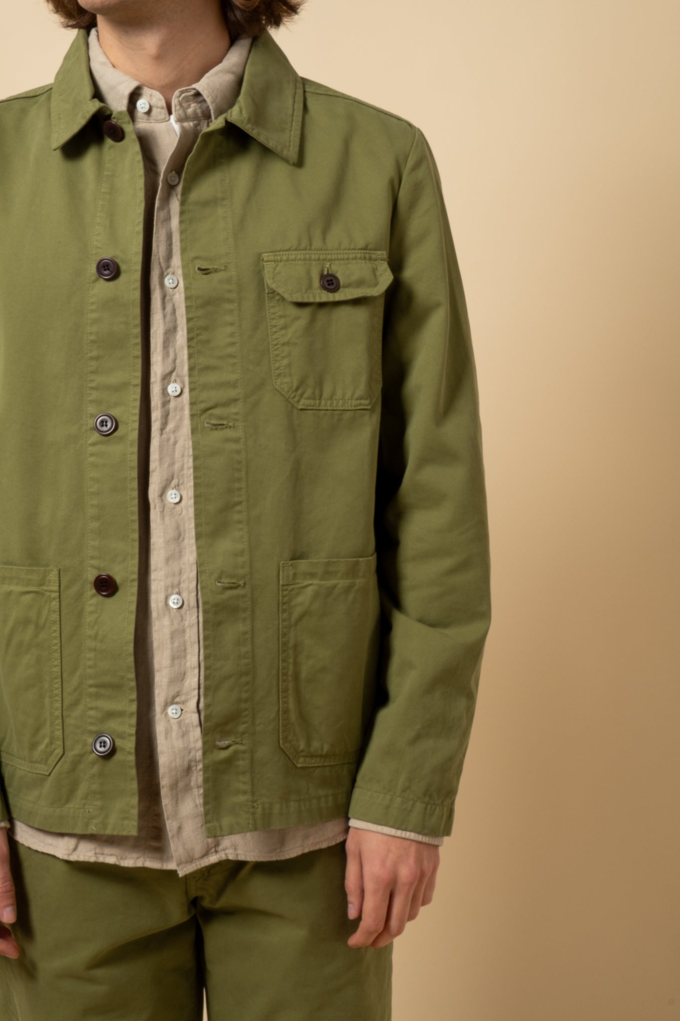 Worker Jacket Double Twisted Twill - Moss Green