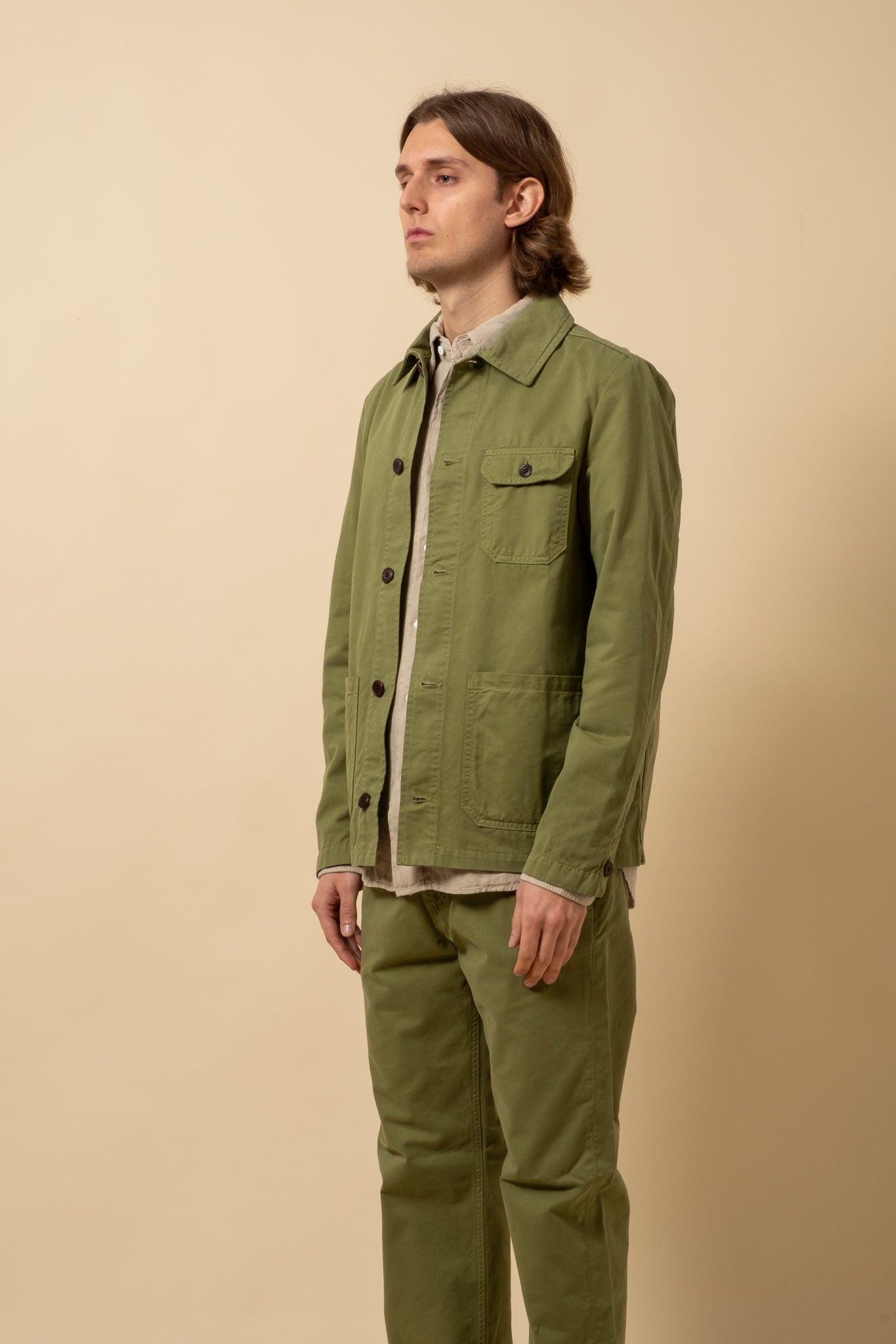 Worker Jacket Double Twisted Twill - Moss Green